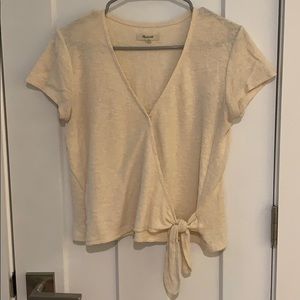 Madewell v neck wrap top with tie